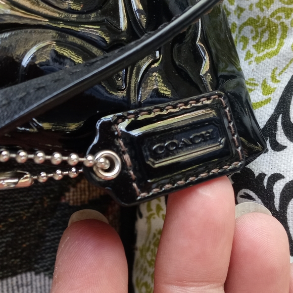 COACH BLACK LEATHER BAG/TOTE WITH WRISTLET - Picture 16 of 16